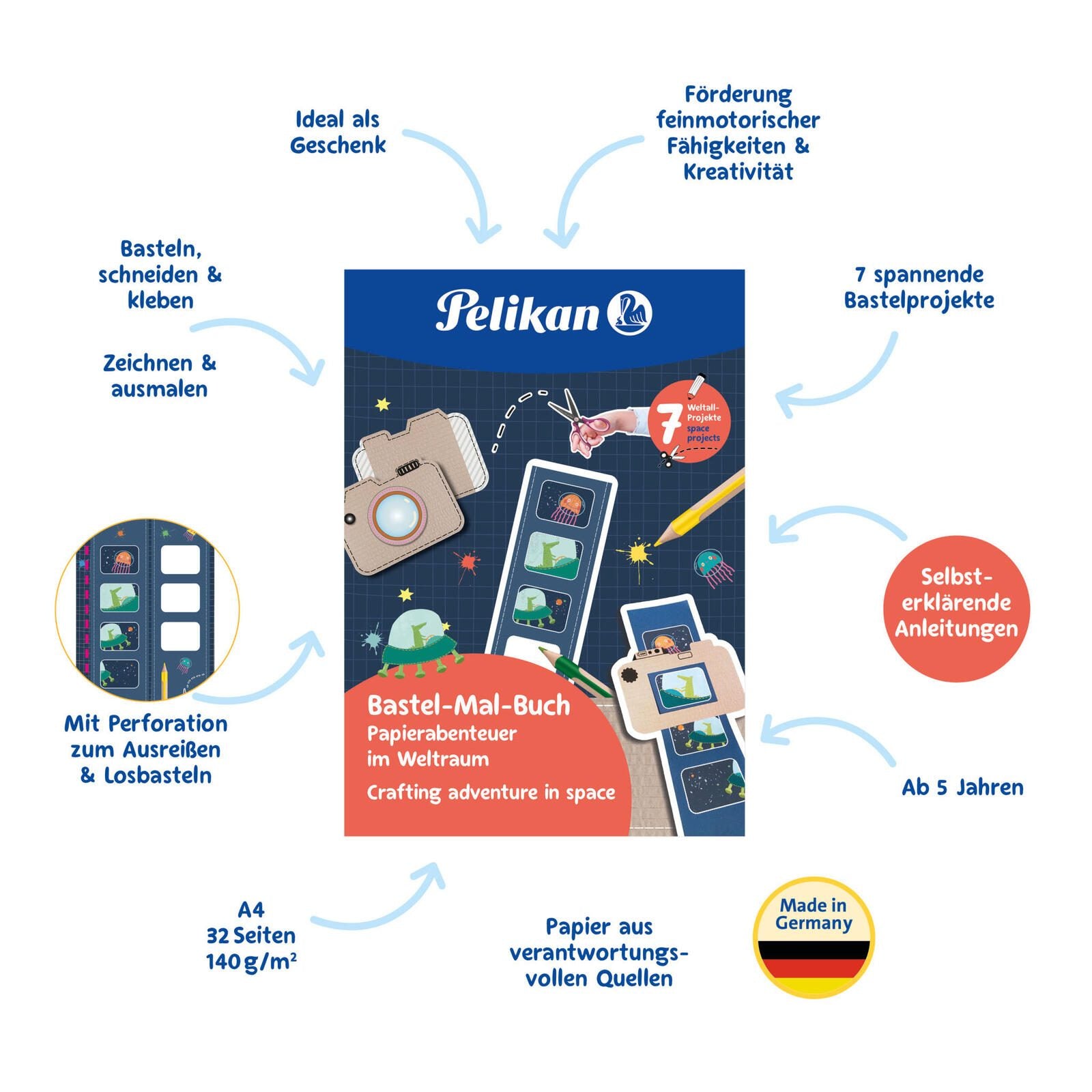 Pelikan zum Basteln Weltraum Malbuch