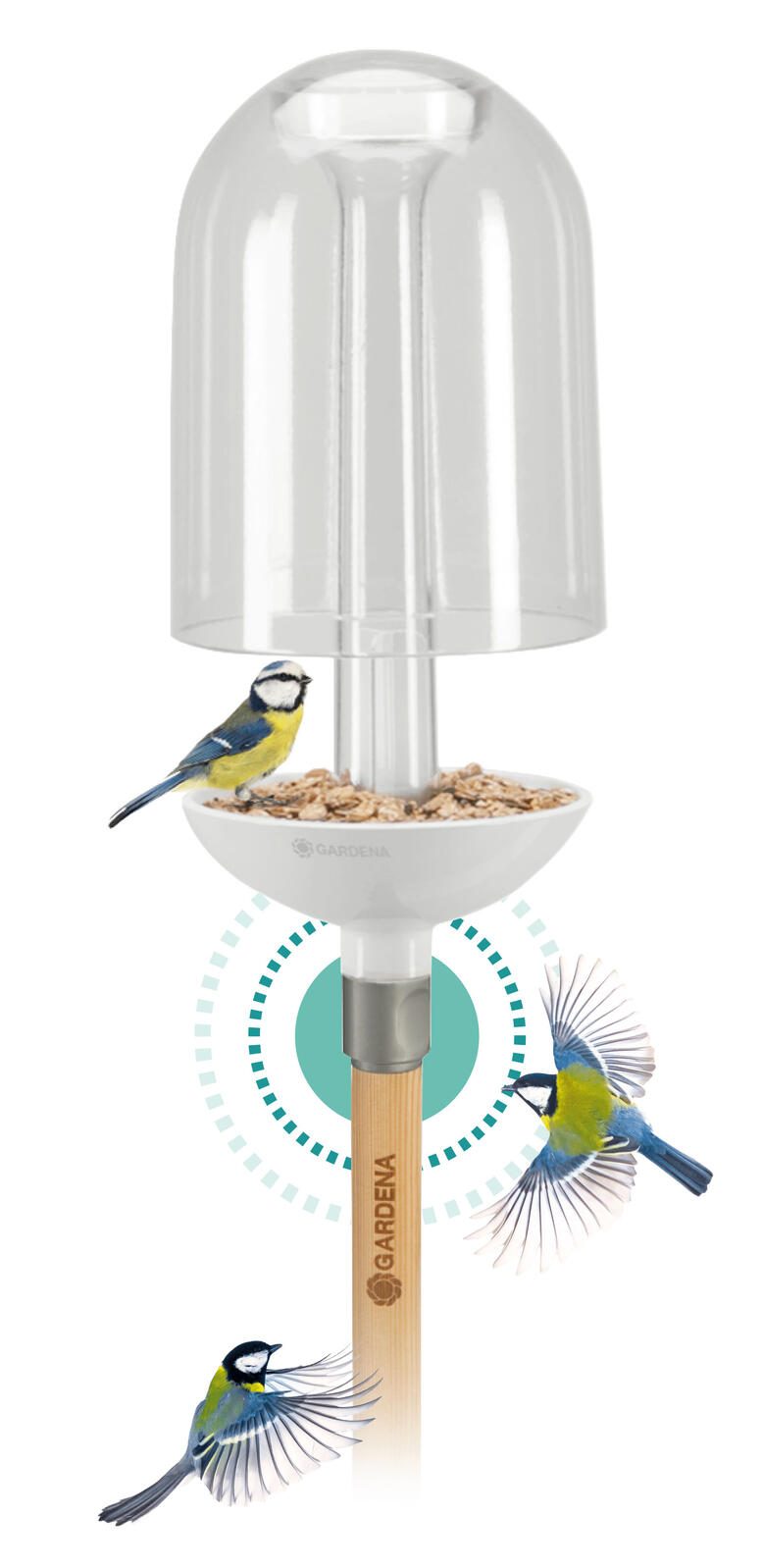 GARDENA ClickUp! Vogelfutterspender weiß, klar