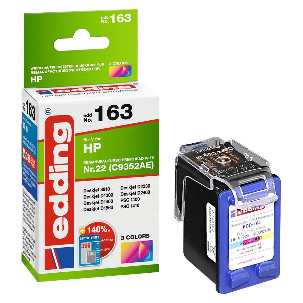 edding Druckerpatrone EDD-163 color kompatibel zu HP 22 (C9352AE)