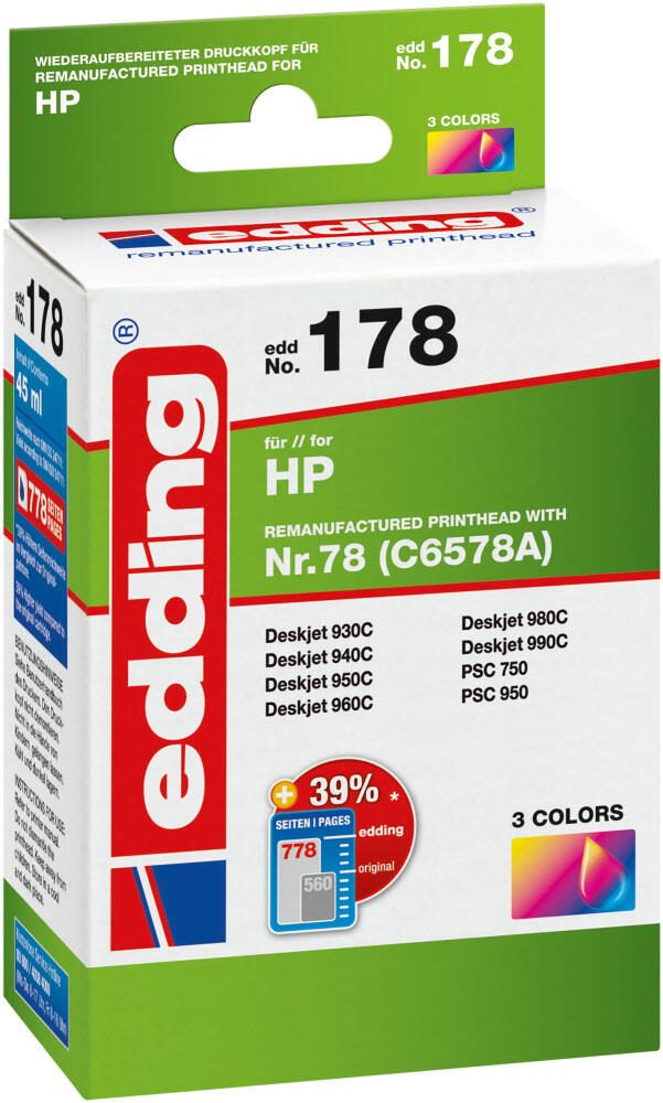 edding Druckerpatrone EDD-178 color kompatibel zu HP 78 (C6578A)