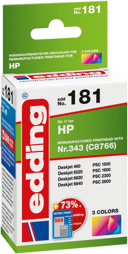 edding Druckerpatrone EDD-181 color kompatibel zu HP 343 (C8766EE)