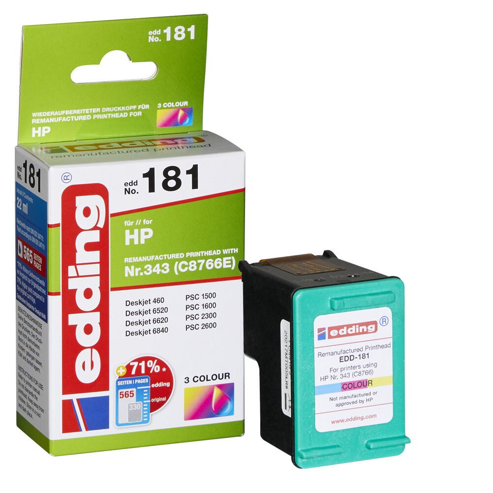 edding Druckerpatrone EDD-181 color kompatibel zu HP 343 (C8766EE)