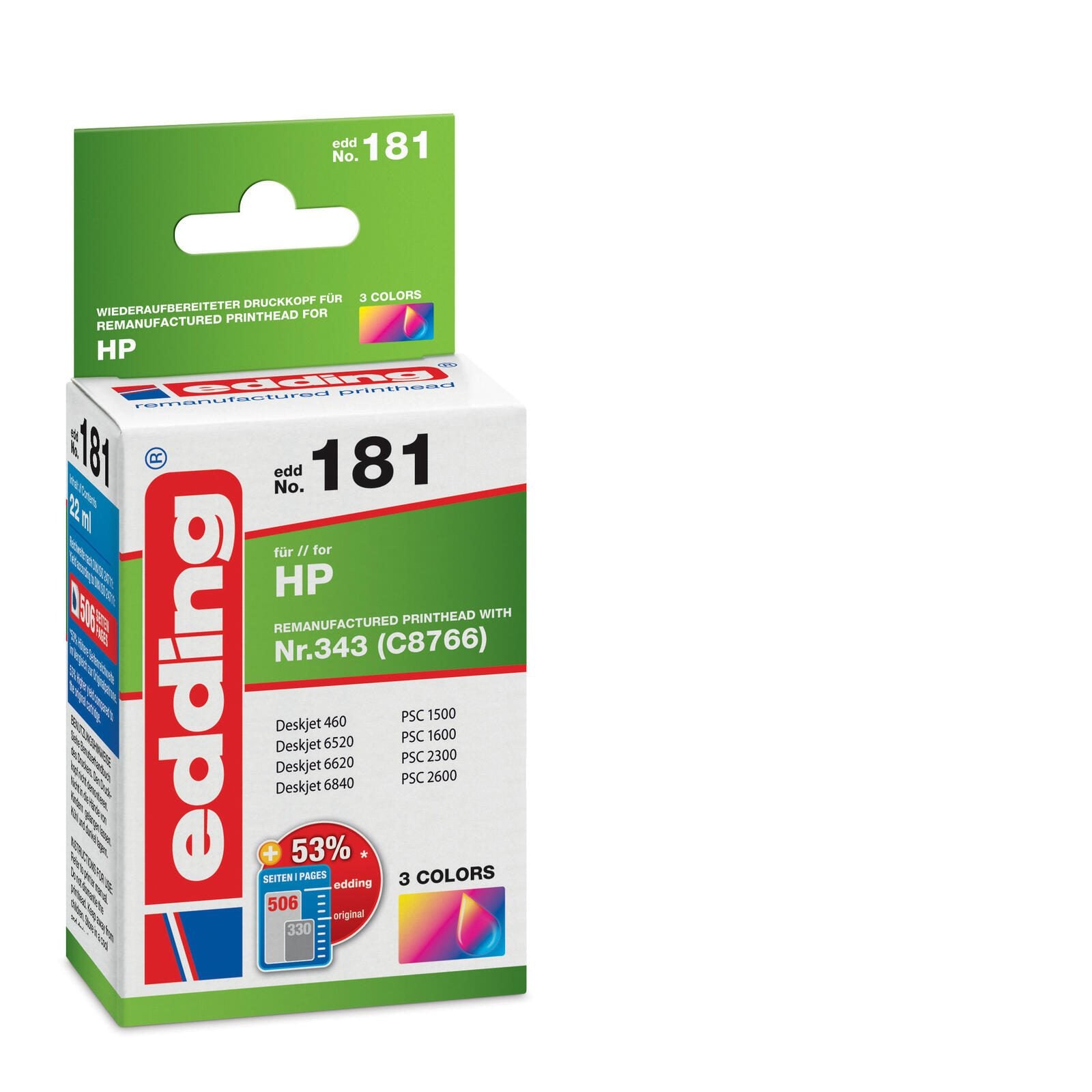edding Druckerpatrone EDD-181 color kompatibel zu HP 343 (C8766EE)