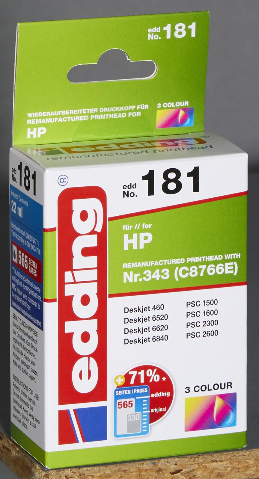 edding Druckerpatrone EDD-181 color kompatibel zu HP 343 (C8766EE)