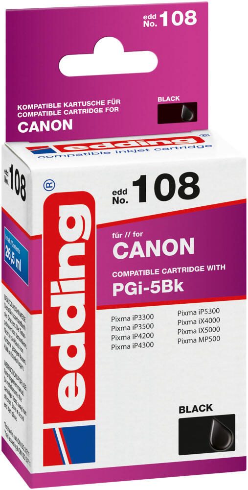 edding Druckerpatrone EDD-108 schwarz kompatibel zu Canon PGI-5 BK