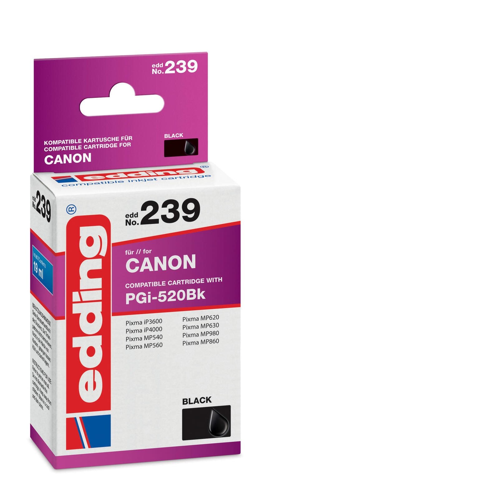 edding Druckerpatrone EDD-239 schwarz kompatibel zu Canon PGI-520 BK