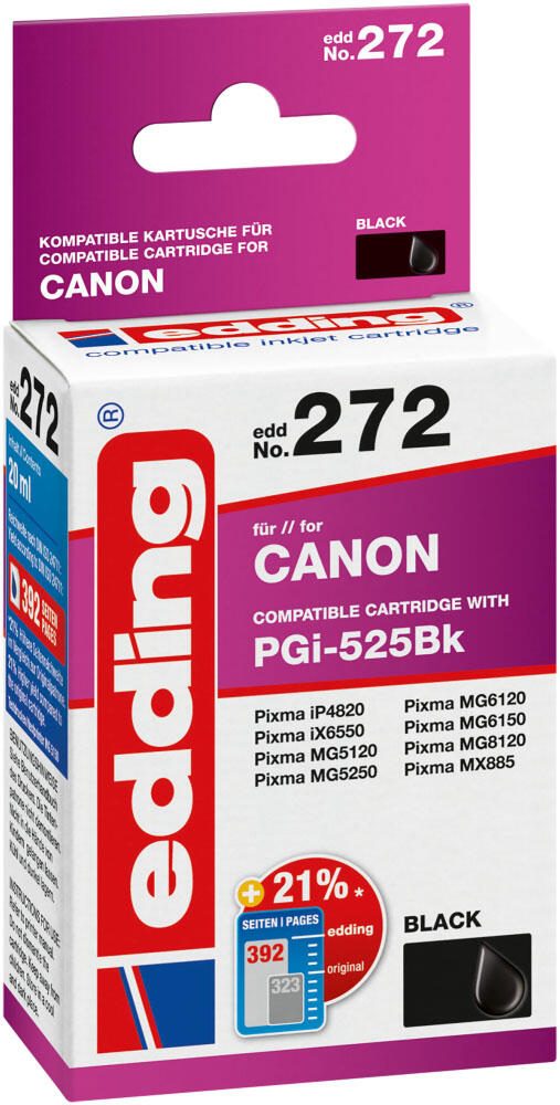 edding Druckerpatrone EDD-272 schwarz kompatibel zu Canon PGI-525 BK