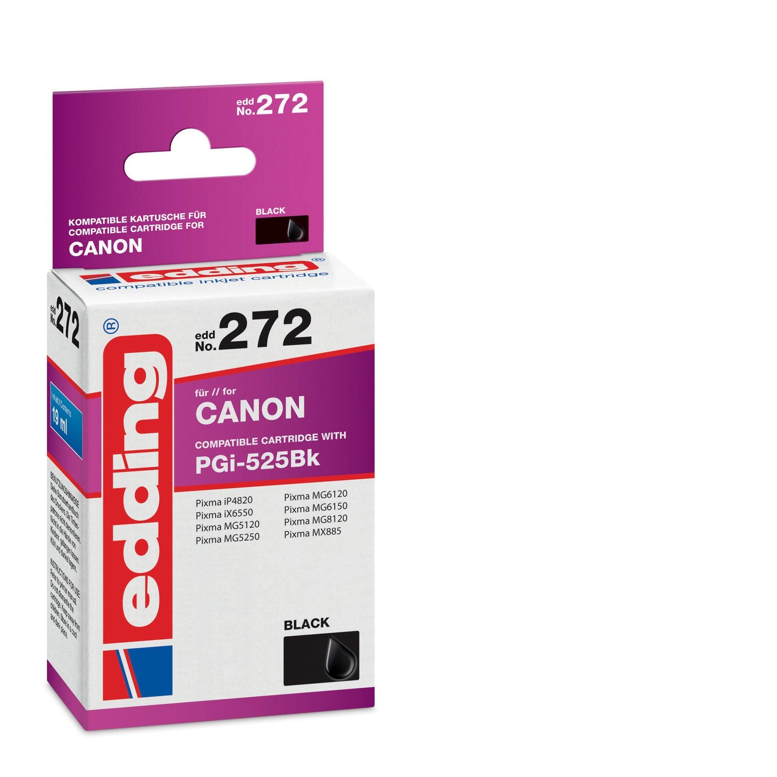 edding Druckerpatrone EDD-272 schwarz kompatibel zu Canon PGI-525 BK