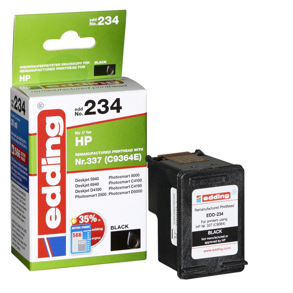 edding Druckerpatrone EDD-234 schwarz kompatibel zu HP 337 (CH9364EE)