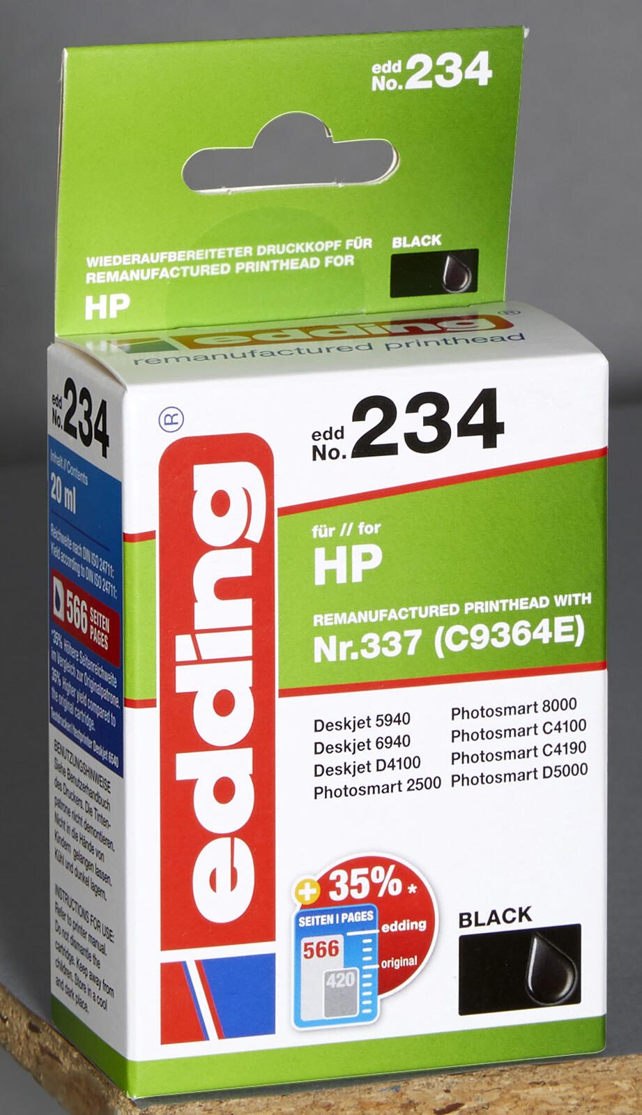 edding Druckerpatrone EDD-234 schwarz kompatibel zu HP 337 (CH9364EE)
