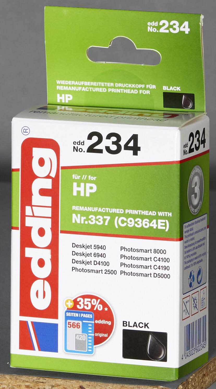 edding Druckerpatrone EDD-234 schwarz kompatibel zu HP 337 (CH9364EE)