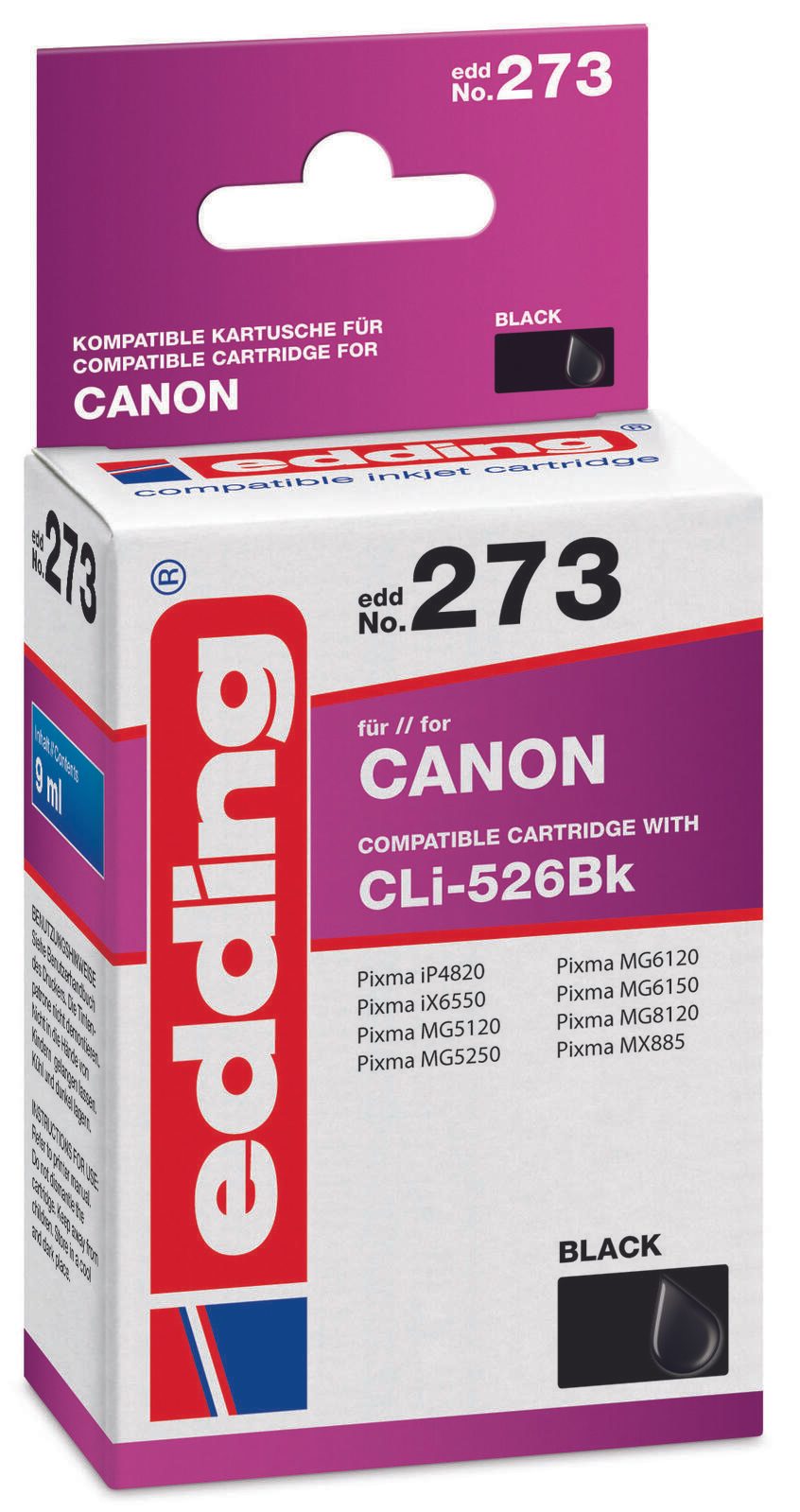 edding Druckerpatrone EDD-273 schwarz kompatibel zu Canon CLI-526 BK