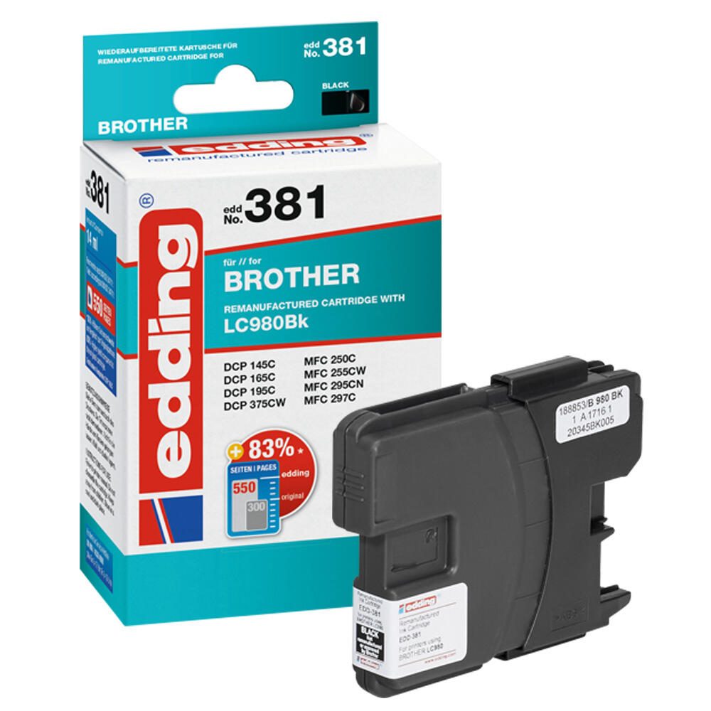 edding Druckerpatrone EDD-381 schwarz kompatibel zu brother LC-980BK