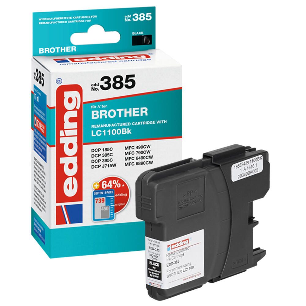 edding Druckerpatrone EDD-385 schwarz kompatibel zu brother LC-1100BK