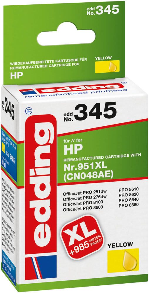 edding Druckerpatrone EDD-345 gelb kompatibel zu HP 951XL (CN048AE)