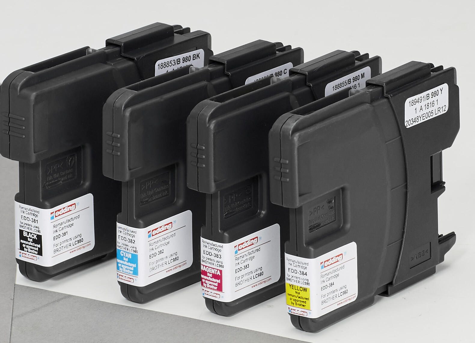 edding Druckerpatronen EDD-433 schwarz, cyan, magenta, gelb kompatibel zu brother LC-980BK/C/M/Y, 4er-Set