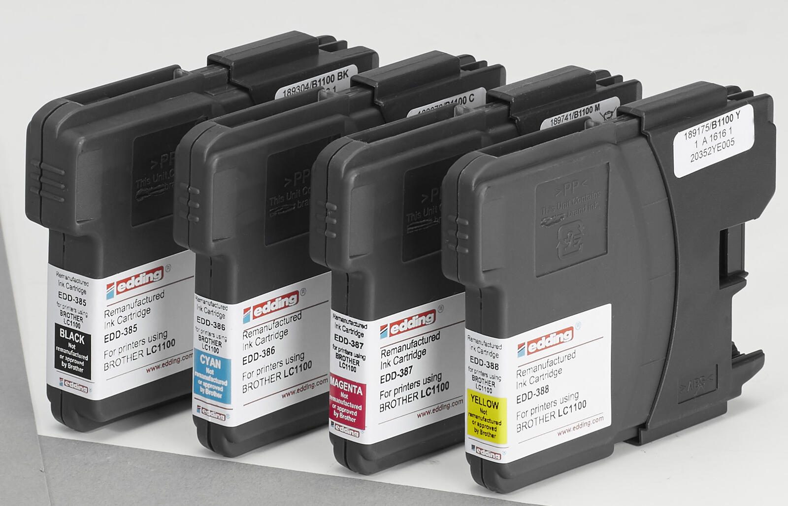edding Druckerpatronen EDD-435 schwarz, cyan, magenta, gelb kompatibel zu brother LC-1100BK/C/M/Y, 4er-Set