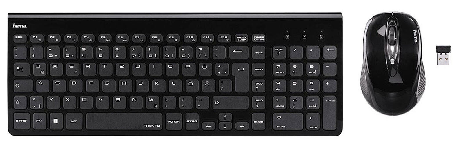 Hama Tastatur-Maus-Set kabellos Trento schwarz