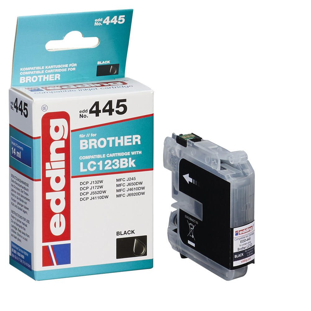 edding Druckerpatrone EDD-445 schwarz kompatibel zu brother LC-123BK
