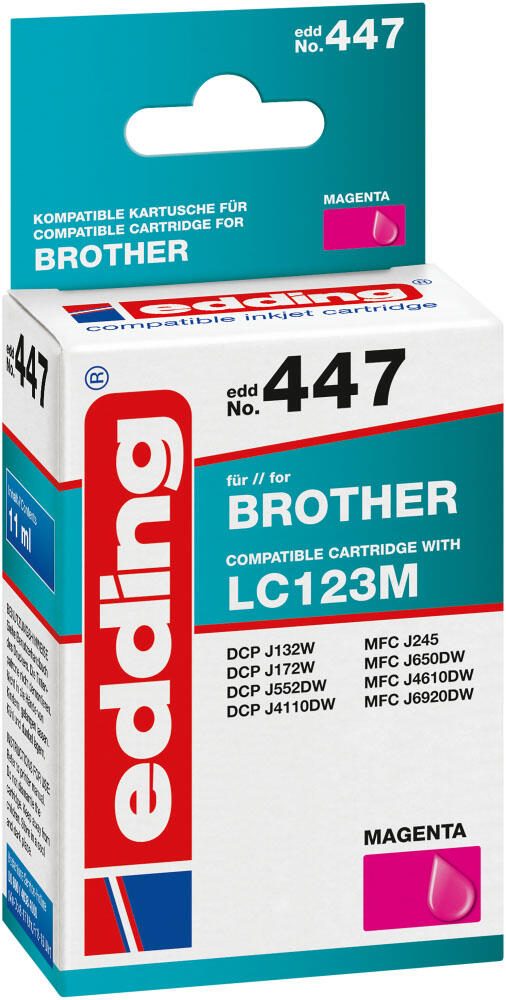 edding Druckerpatrone EDD-447 magenta kompatibel zu brother LC-123M