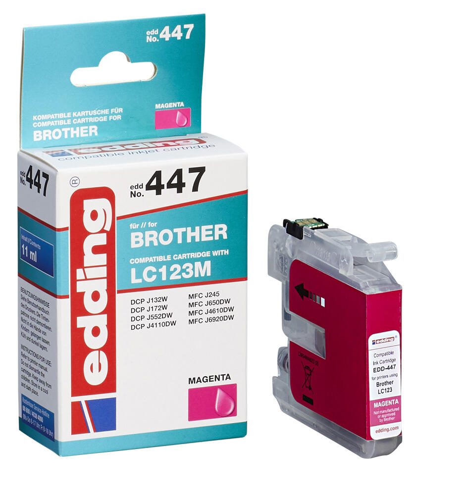 edding Druckerpatrone EDD-447 magenta kompatibel zu brother LC-123M