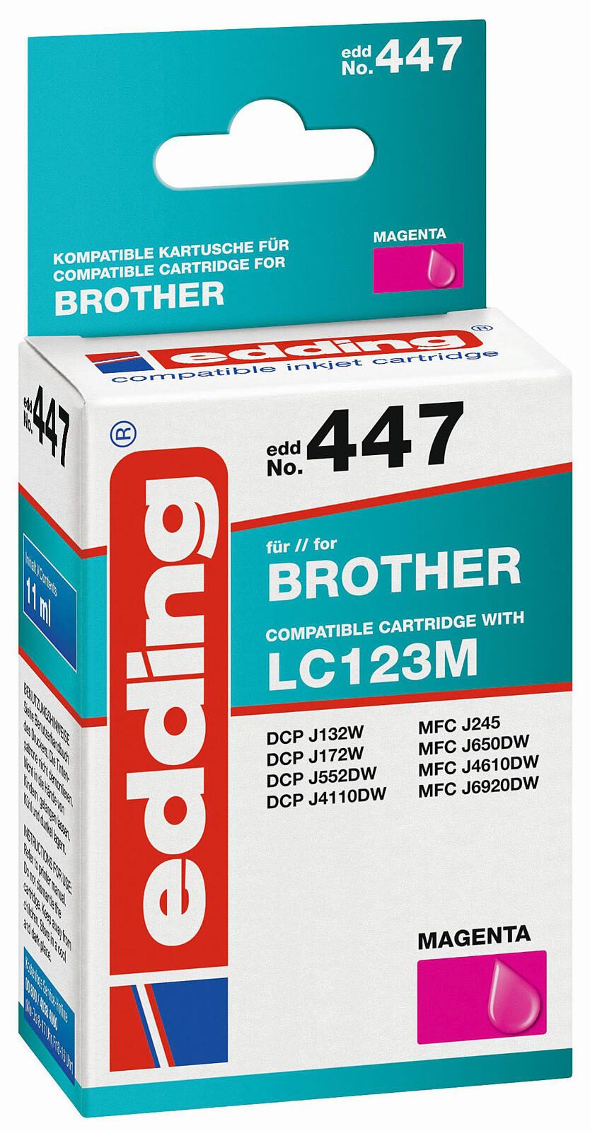 edding Druckerpatrone EDD-447 magenta kompatibel zu brother LC-123M
