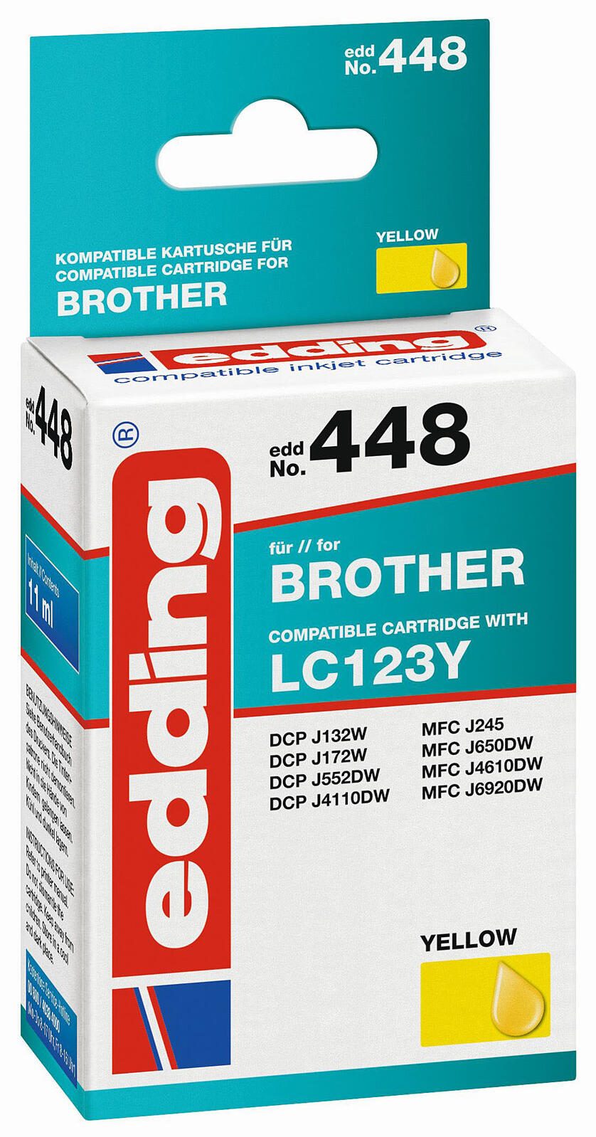 edding Druckerpatrone EDD-448 gelb kompatibel zu brother LC-123Y