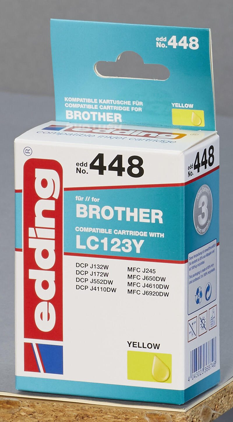 edding Druckerpatrone EDD-448 gelb kompatibel zu brother LC-123Y