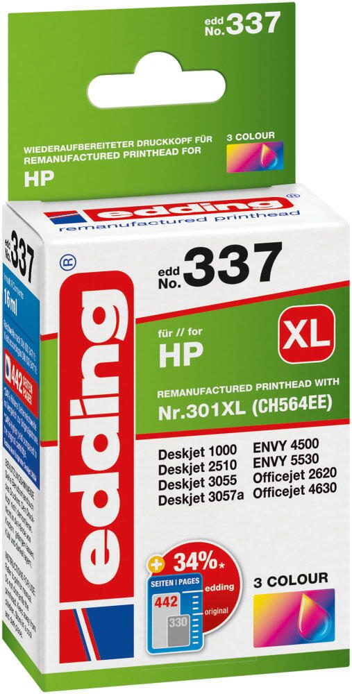 edding Druckerpatrone EDD-337 color kompatibel zu HP 301XL (CH564EE)