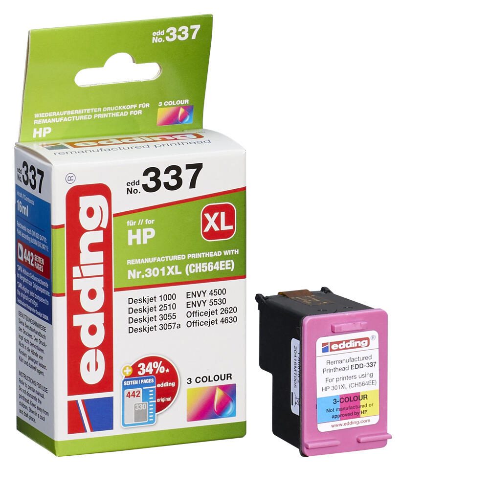 edding Druckerpatrone EDD-337 color kompatibel zu HP 301XL (CH564EE)