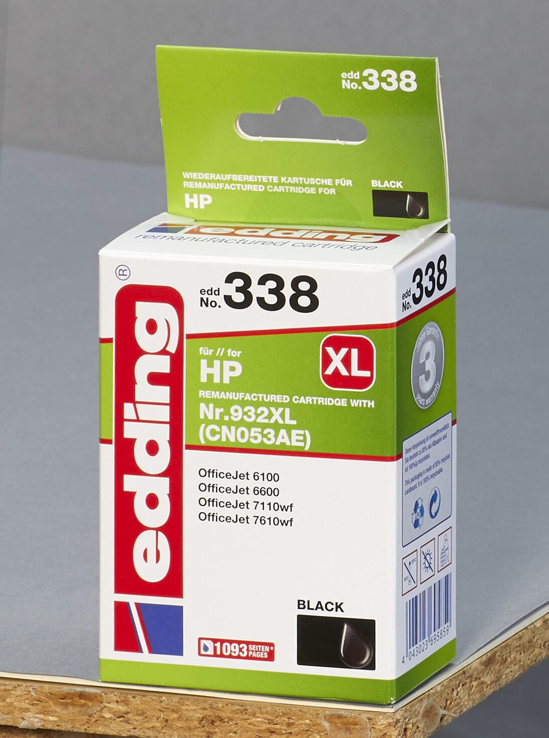 edding Druckerpatrone EDD-338 schwarz kompatibel zu HP 932XL (CN053AE)
