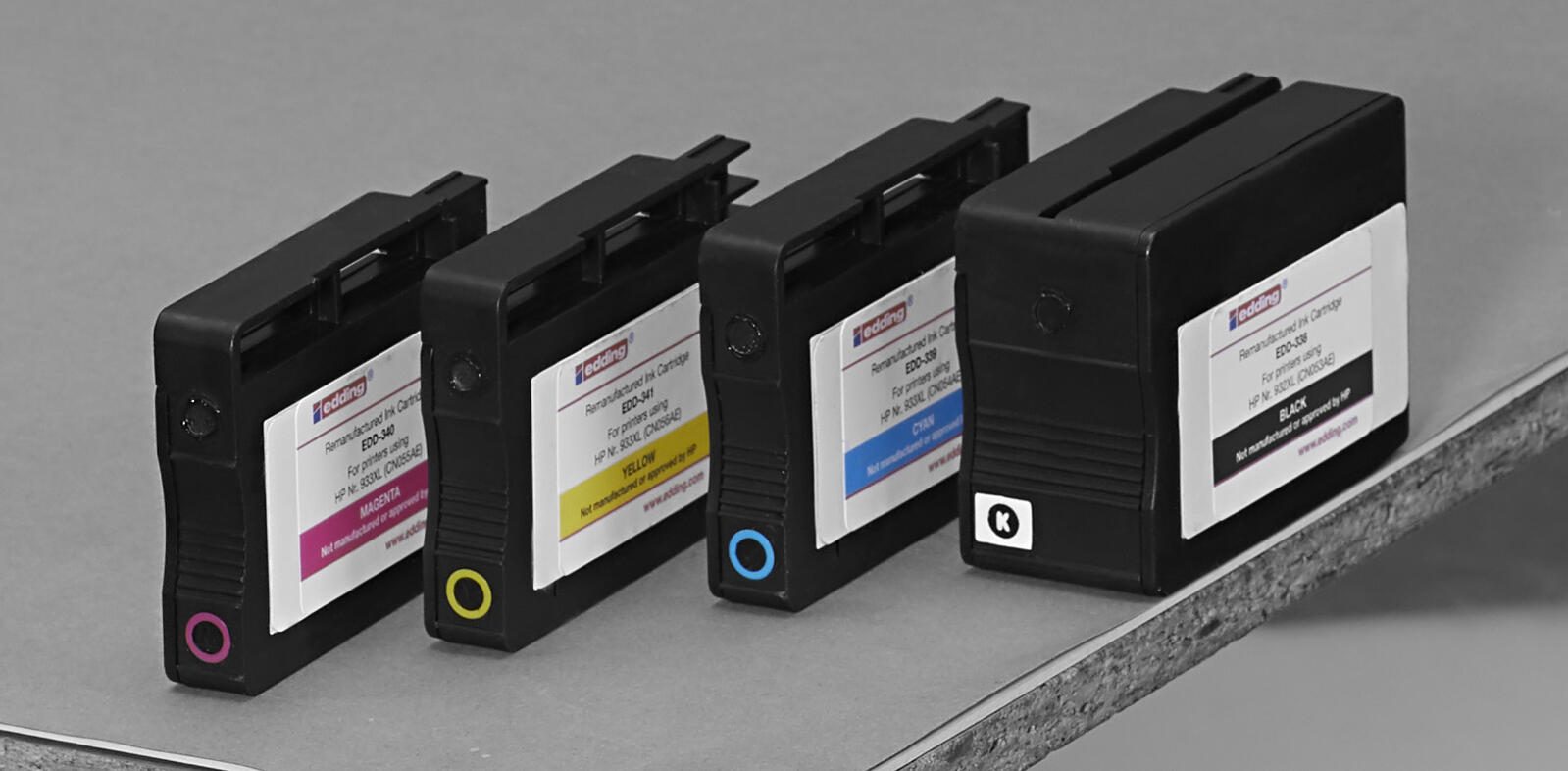 edding Druckerpatronen EDD-426 schwarz, cyan, magenta, gelb kompatibel zu HP 932XL + 933XL (C2P42AE), 4er-Set