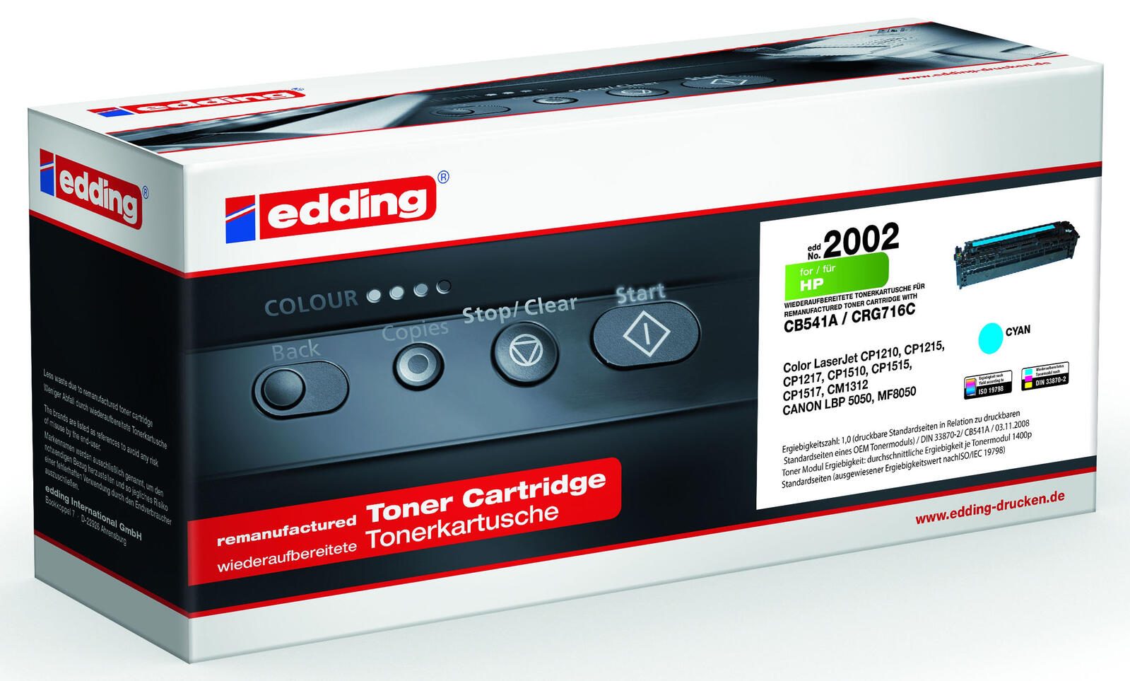 edding Toner EDD-2002 cyan kompatibel zu HP 125A; Canon 716 C(CB541A; 1979B002AA)