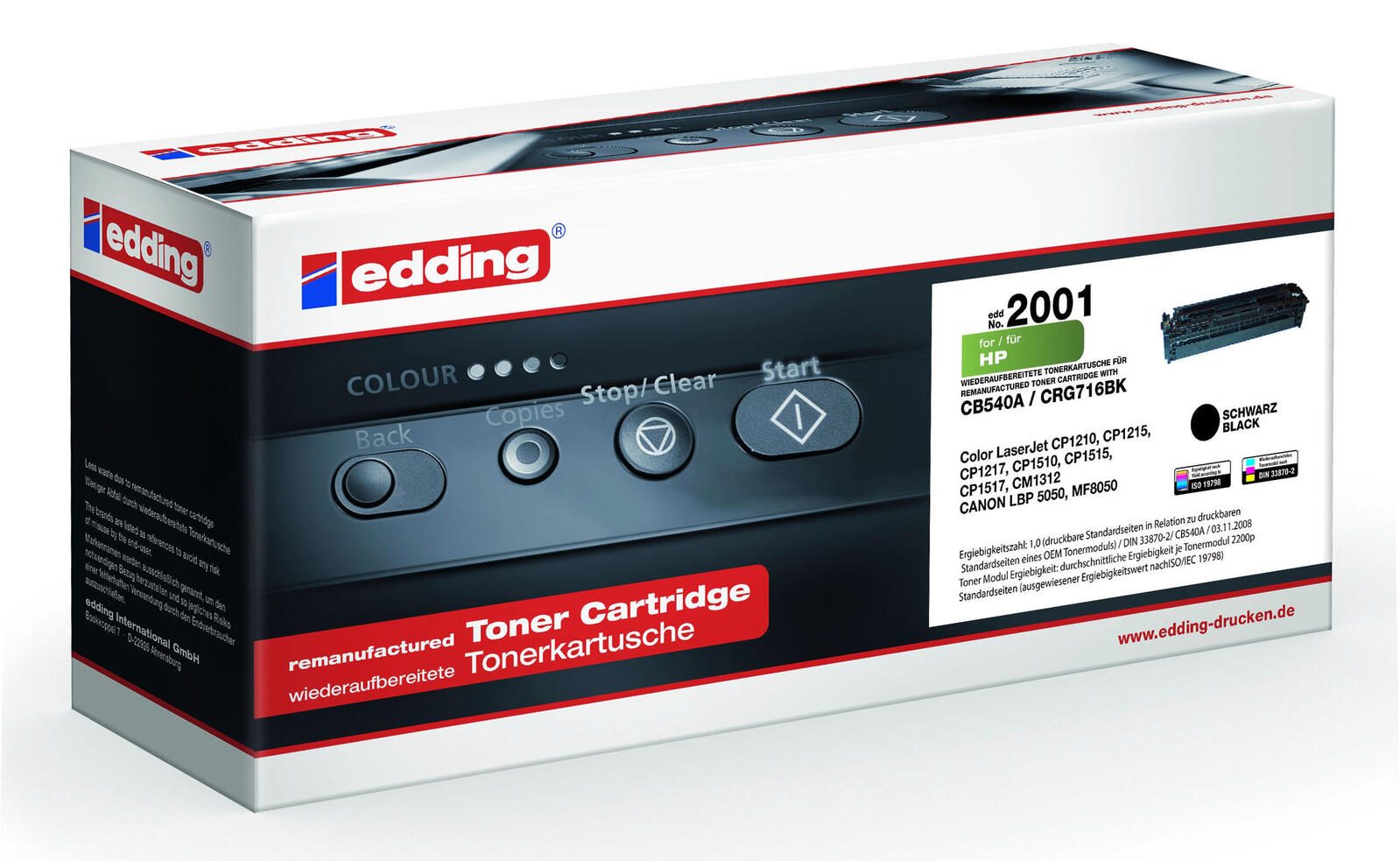 edding Toner EDD-2001 schwarz kompatibel zu HP 125A; Canon 716 BK(CB540A; 1980B002AA)