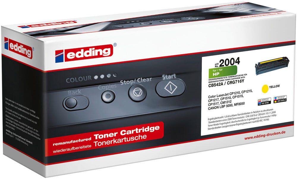 edding Toner EDD-2004 gelb kompatibel zu HP 125A; Canon 716 Y(CB542A; 1977B002AA)