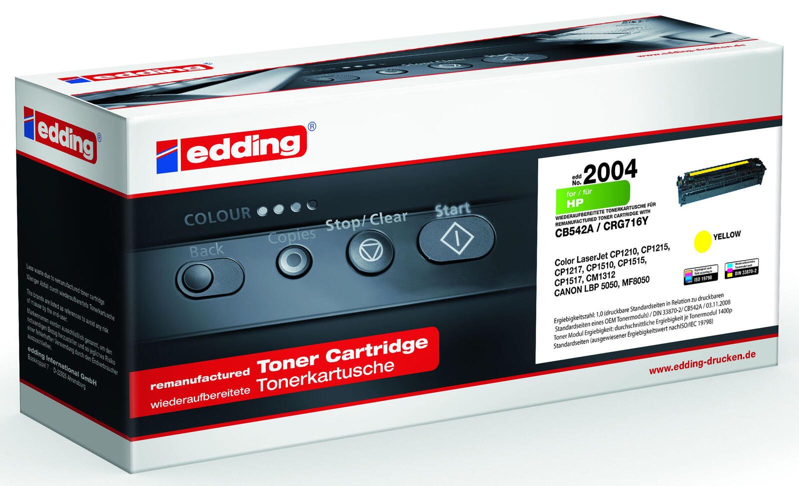 edding Toner EDD-2004 gelb kompatibel zu HP 125A; Canon 716 Y(CB542A; 1977B002AA)
