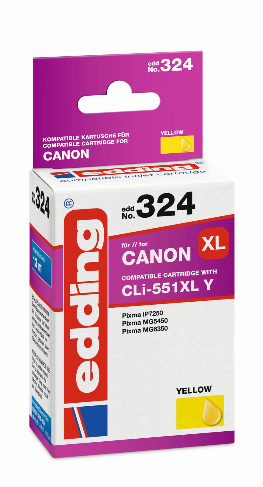 edding Druckerpatrone EDD-324 gelb kompatibel zu Canon CLI-551 XL