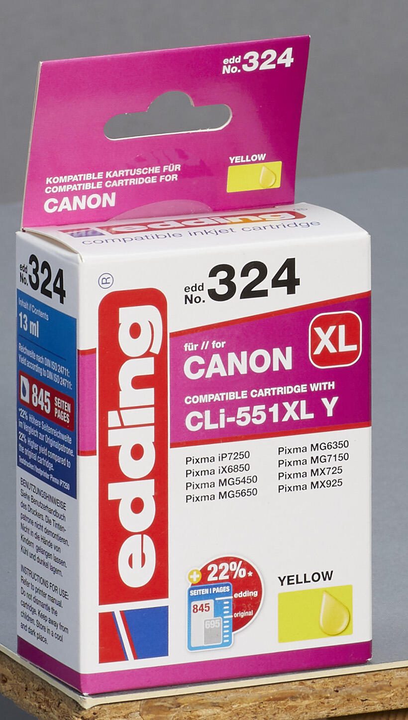 edding Druckerpatrone EDD-324 gelb kompatibel zu Canon CLI-551 XL