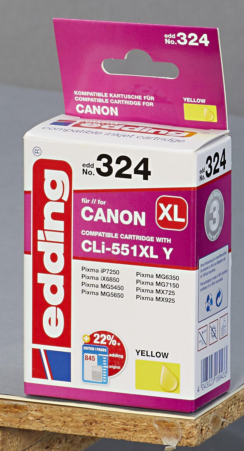 edding Druckerpatrone EDD-324 gelb kompatibel zu Canon CLI-551 XL