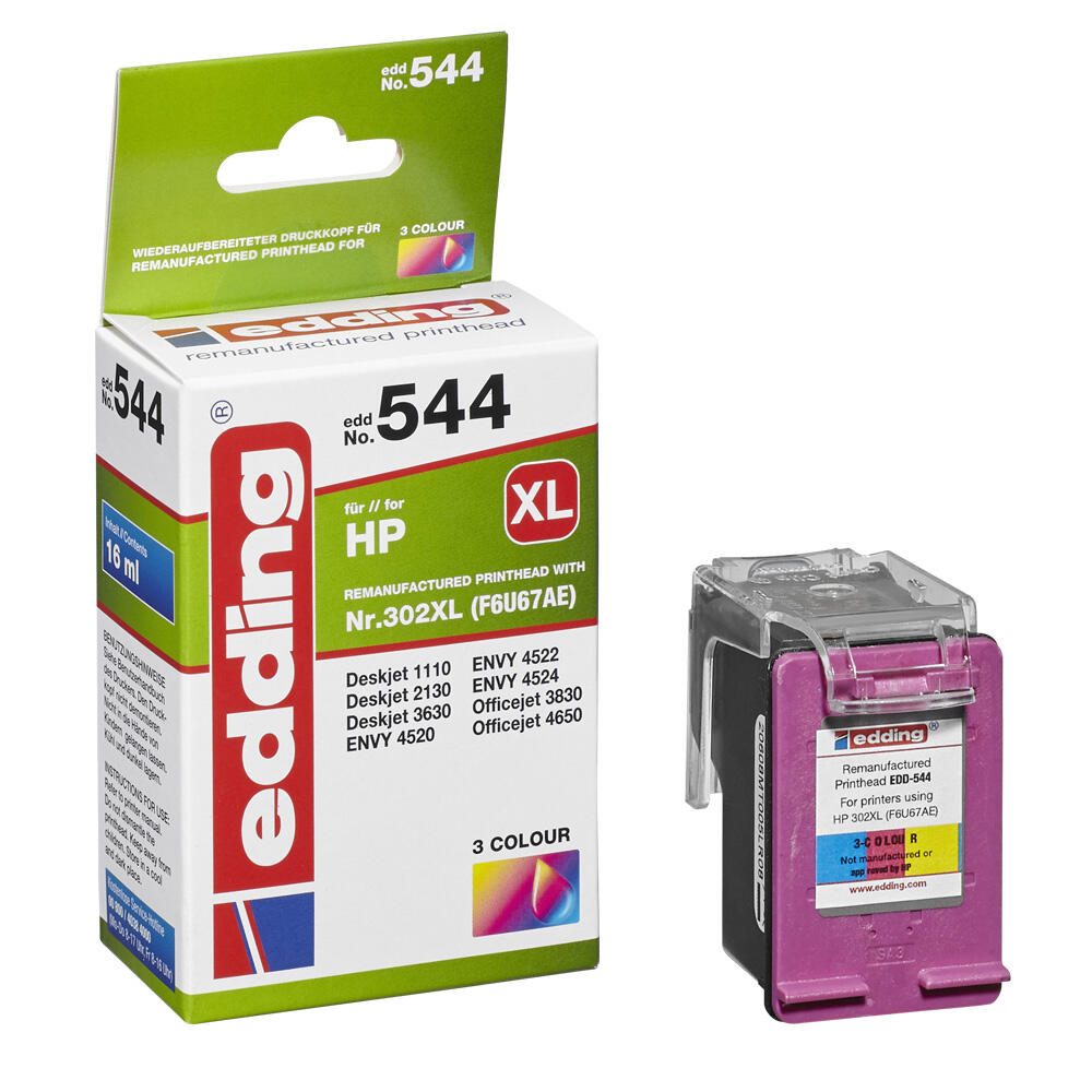 edding Druckerpatrone EDD-544 color kompatibel zu HP 302XL (F6U67AE)