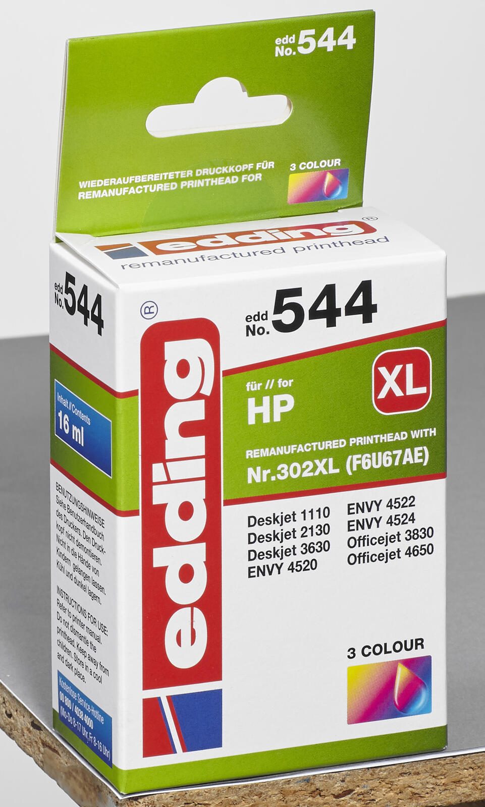 edding Druckerpatrone EDD-544 color kompatibel zu HP 302XL (F6U67AE)