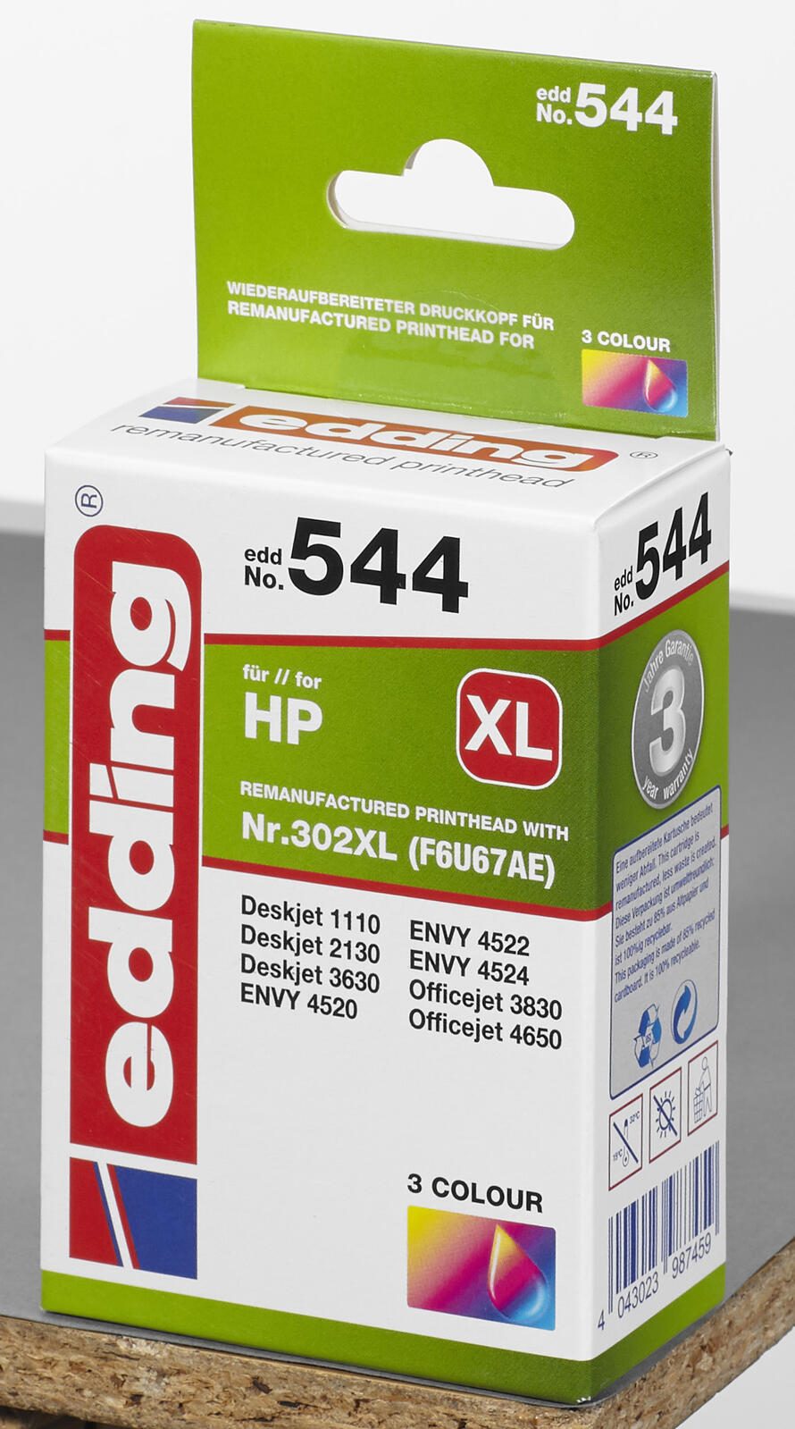 edding Druckerpatrone EDD-544 color kompatibel zu HP 302XL (F6U67AE)