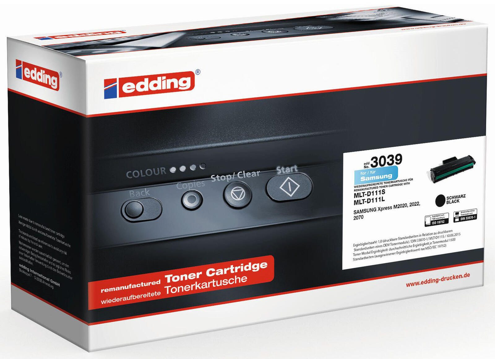 edding Toner EDD-3039 schwarz kompatibel zu SAMSUNG MLT-D111S (SU810A)