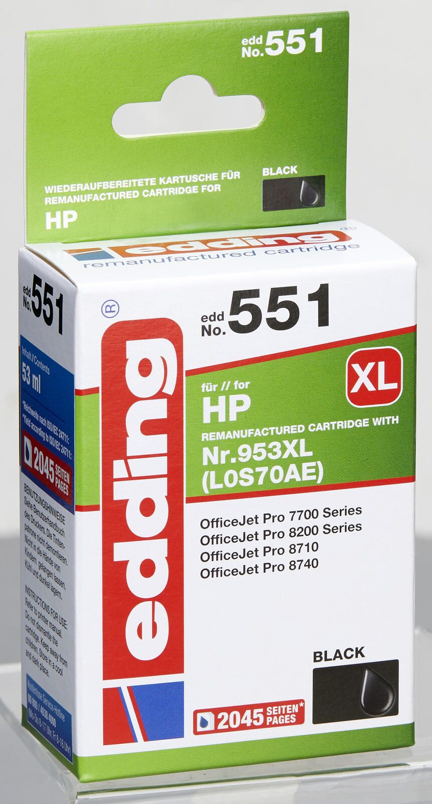 edding Druckerpatrone EDD-551 schwarz kompatibel zu HP 953XL (L0S70AE)