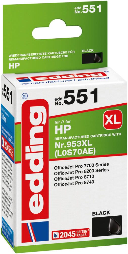 edding Druckerpatrone EDD-551 schwarz kompatibel zu HP 953XL (L0S70AE)