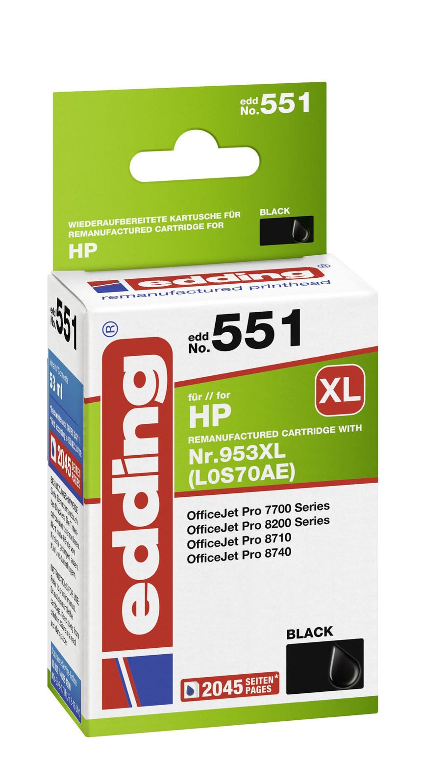 edding Druckerpatrone EDD-551 schwarz kompatibel zu HP 953XL (L0S70AE)