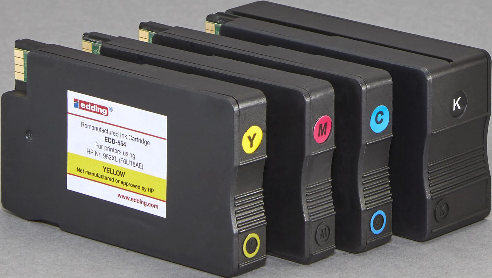 edding Druckerpatronen EDD-555 schwarz, cyan, magenta, gelb kompatibel zu HP 953XL (3HZ52AE), 4er-Set