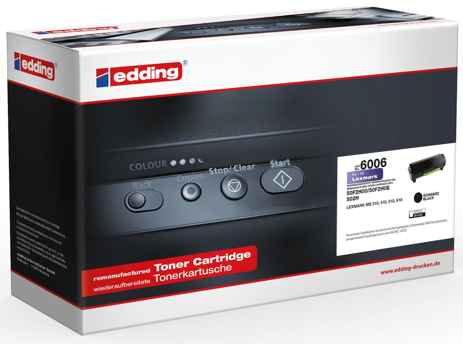 edding Toner EDD-6006 schwarz kompatibel zu LEXMARK 50F2H00