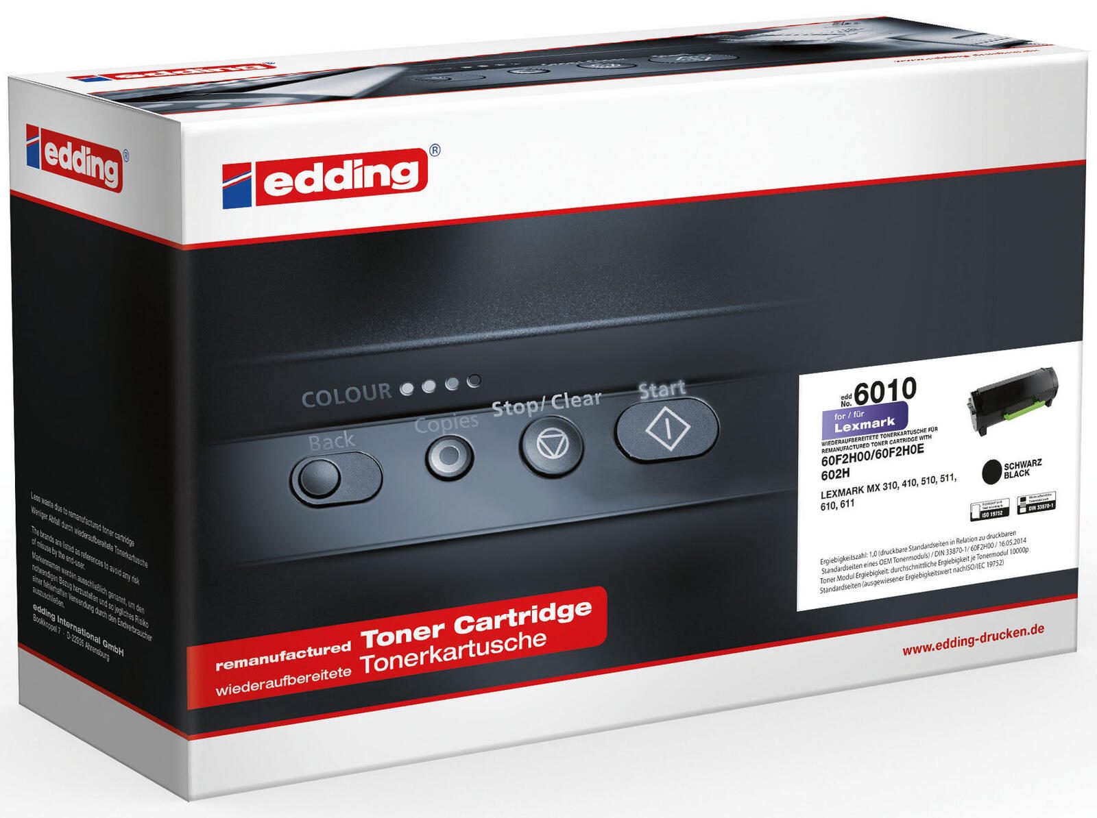 edding Toner EDD-6010 schwarz kompatibel zu LEXMARK 60F2H00