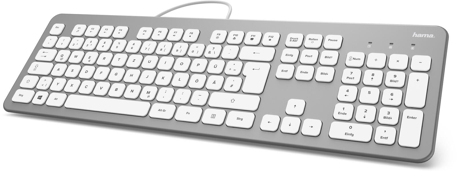 Hama Tastatur kabelgebunden KC-700 silber, weiß